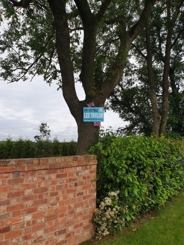 Reform UK posters on a tree outside Northallerton