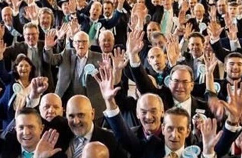 Reform UK supporters in crowd